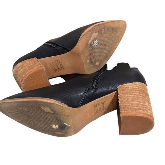 Ccocci black leather knee high pointed toe stacked wooden heel boots 8.5 - Picture 4 of 8